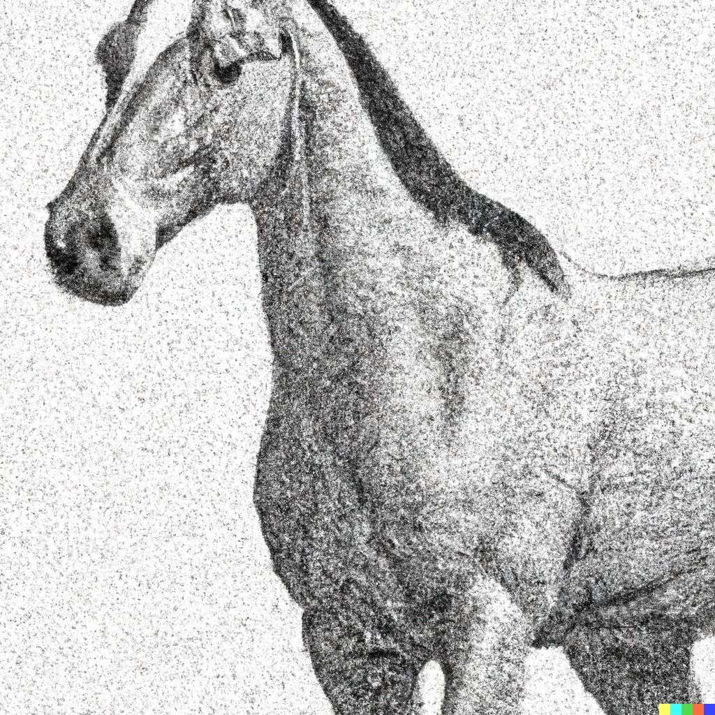 a horse, stipple drawing
